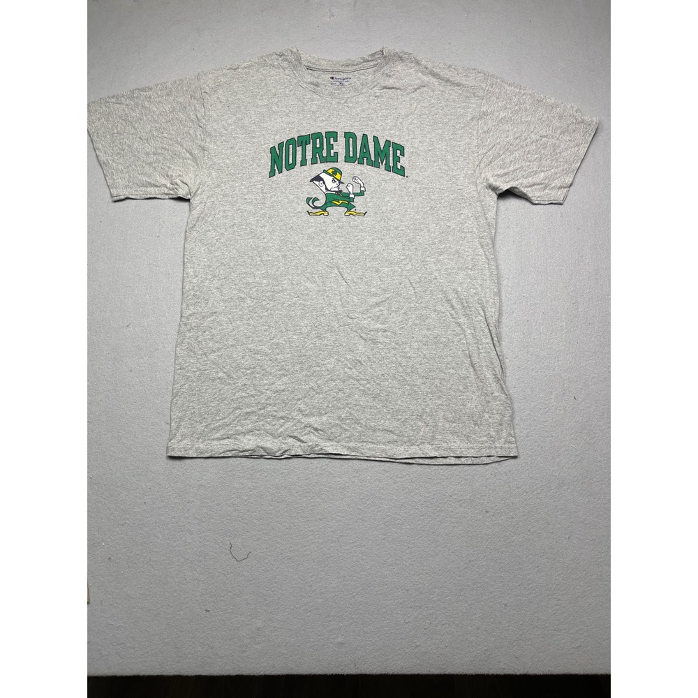 Champion Notre Dame T-Shirt Cotton Blend Gray XL Mens
